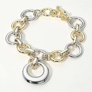 14K Gold Plated and Silver Charm Bracelet with Toggle Closure
